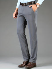Men's Classic Solid Stretch Dress Pants for Spring Summer Business