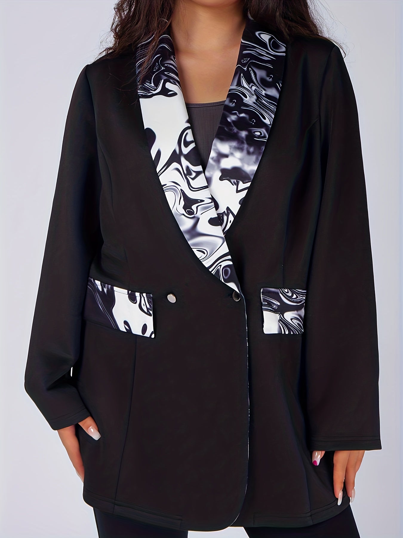  Colorblock Stripe Print Blazer