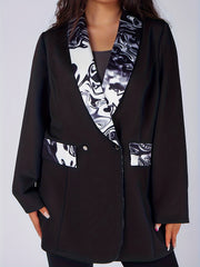  Colorblock Stripe Print Blazer