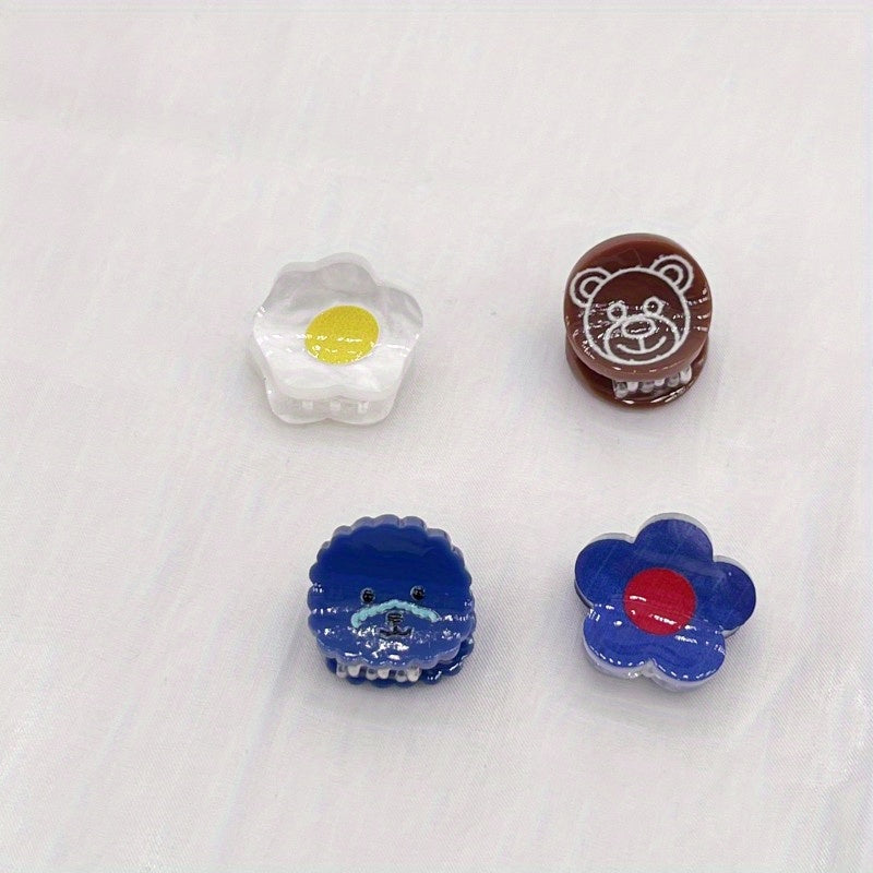 4pcs Small Hair Clips Animal Strawberry Rainbow Cloud Mini Clip