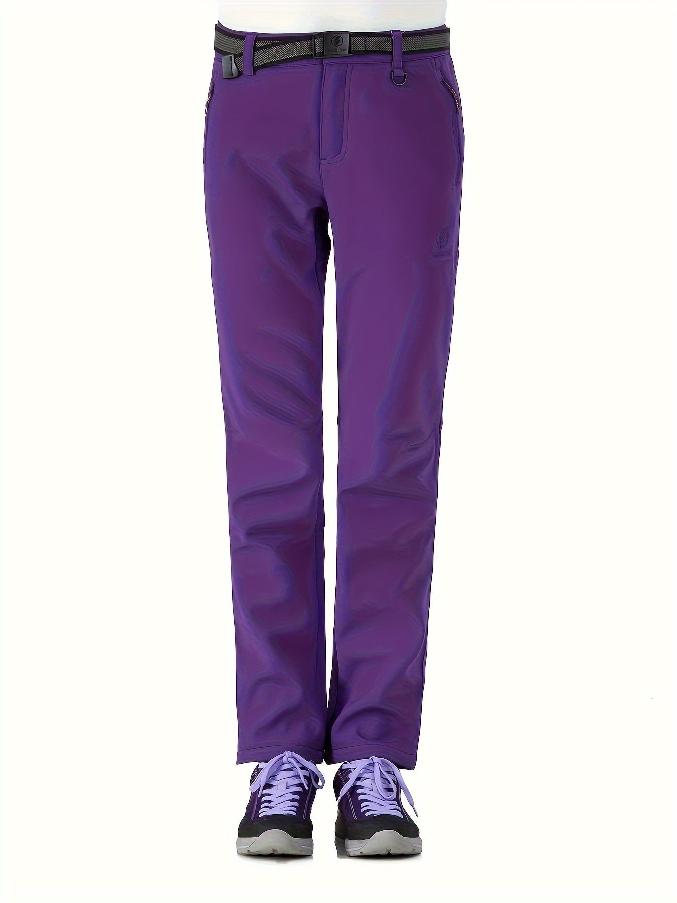 Women's Purple Fleece Lined High Waist Sports Pants