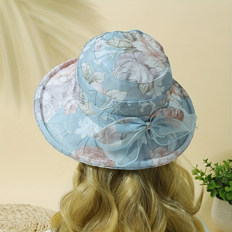Flower Ribbon Bowknot Bucket Hat for Women