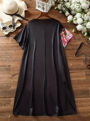  Casual Dress Women's Figure & Floral Print V Neck Dress