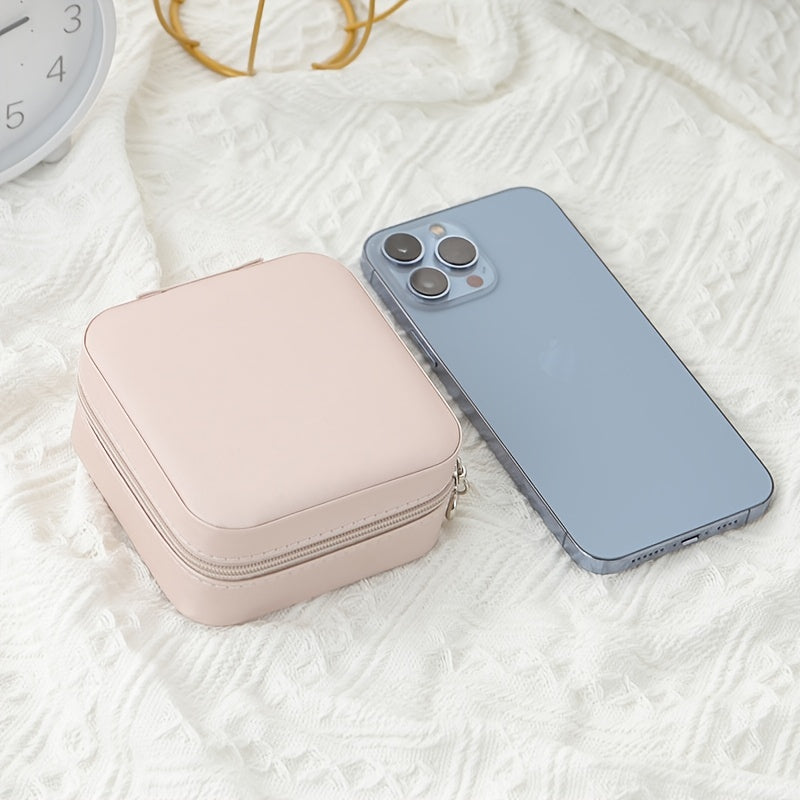 Portable Rectangular Storage Box for Stud Earrings Ring