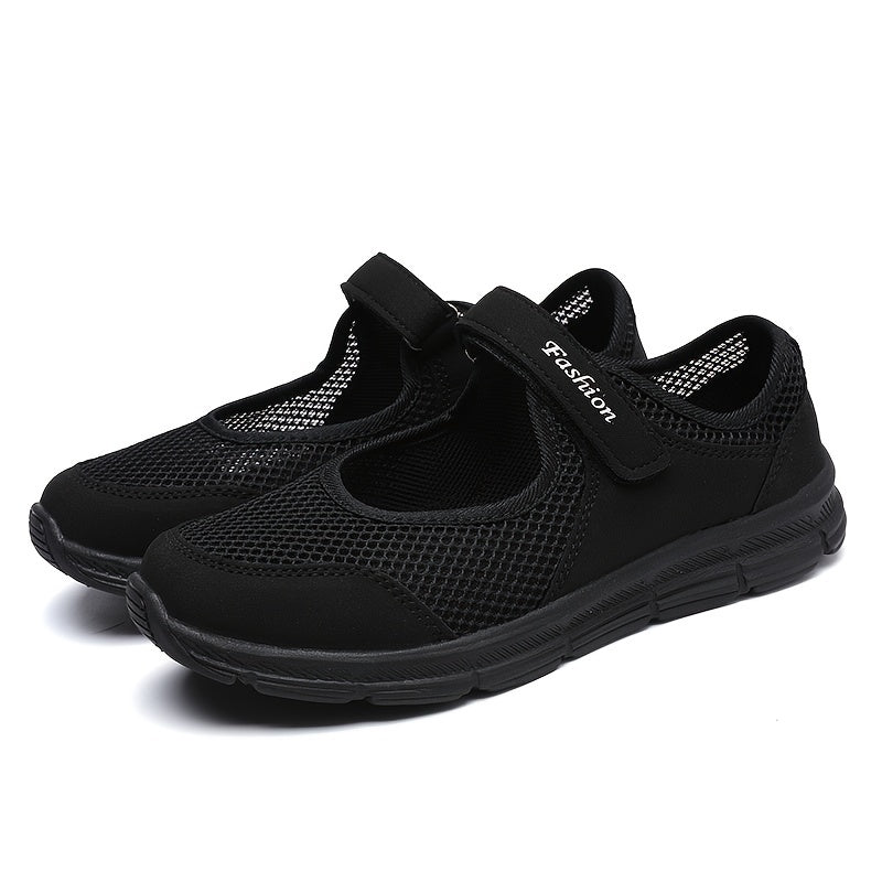 Women's Breathable Walking Shoes Hook & Loop Backless Flat Shoes