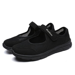 Women's Breathable Walking Shoes Hook & Loop Backless Flat Shoes