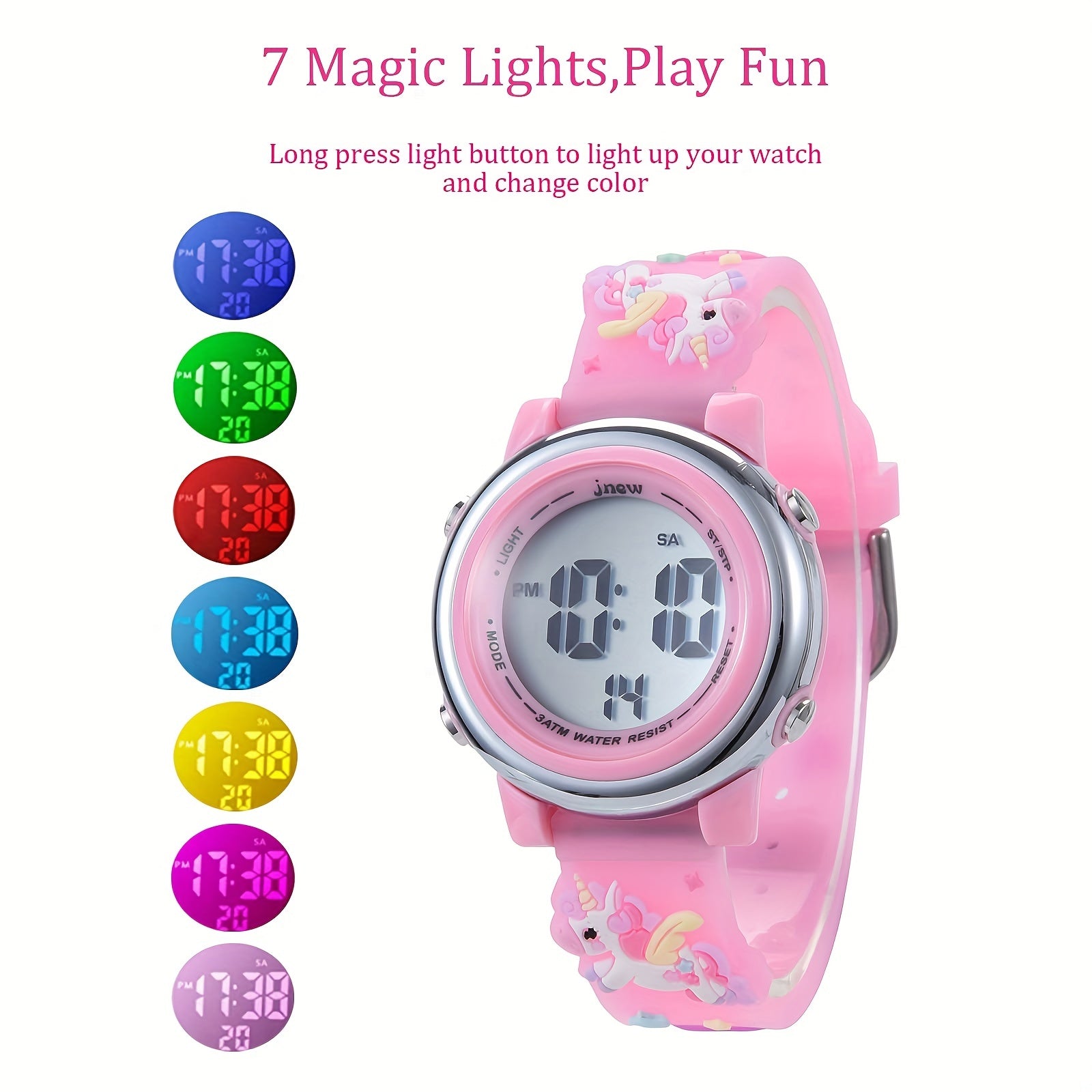Cartoon Unicorn Waterproof Electronic Watch for Kids