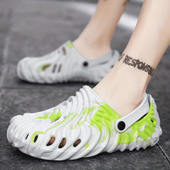 Men's Casual Striped Clogs Slip On Garden Shoes Spring Summer