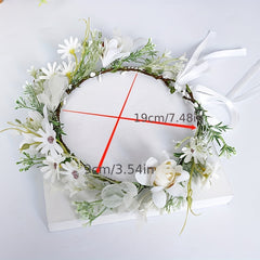 Boho Flower Garland Headdress Bridal Wreath Head Hoop Wedding Hair Accessories