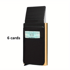 RFID Slim Aluminum Wallet Elasticity Back Pouch ID Credit Card Holder