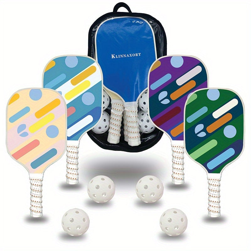 4-Paddle Pickleball Set with 4 Balls & Handbag