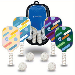 4-Paddle Pickleball Set with 4 Balls & Handbag
