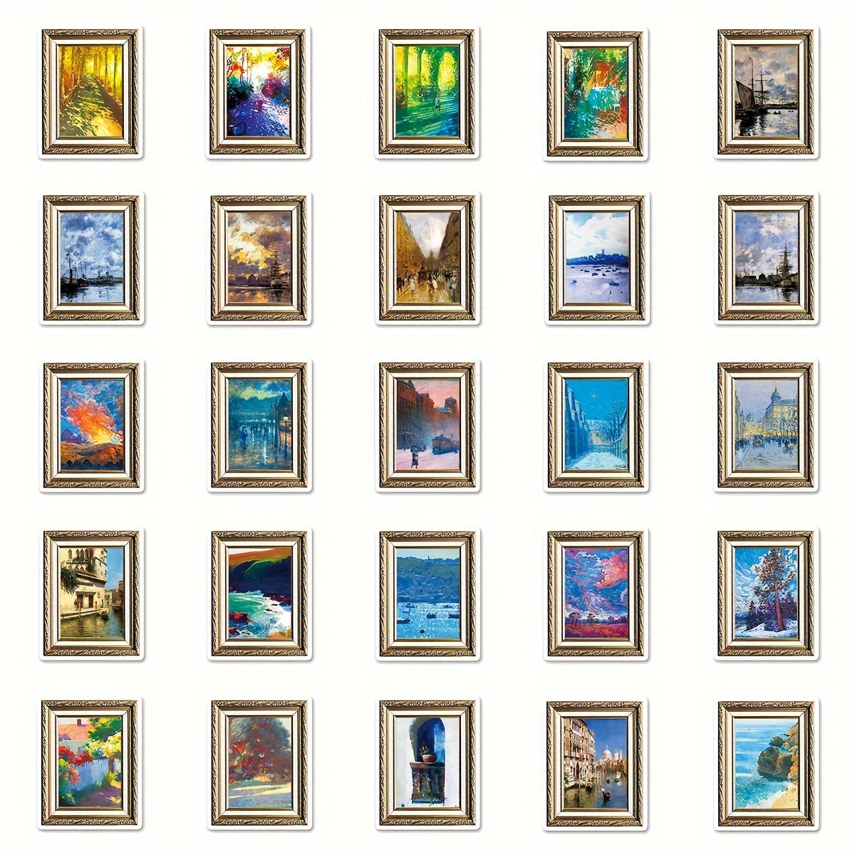 50pcs Painting Art Scenery Graffiti Stickers Waterproof Decorative Stickers