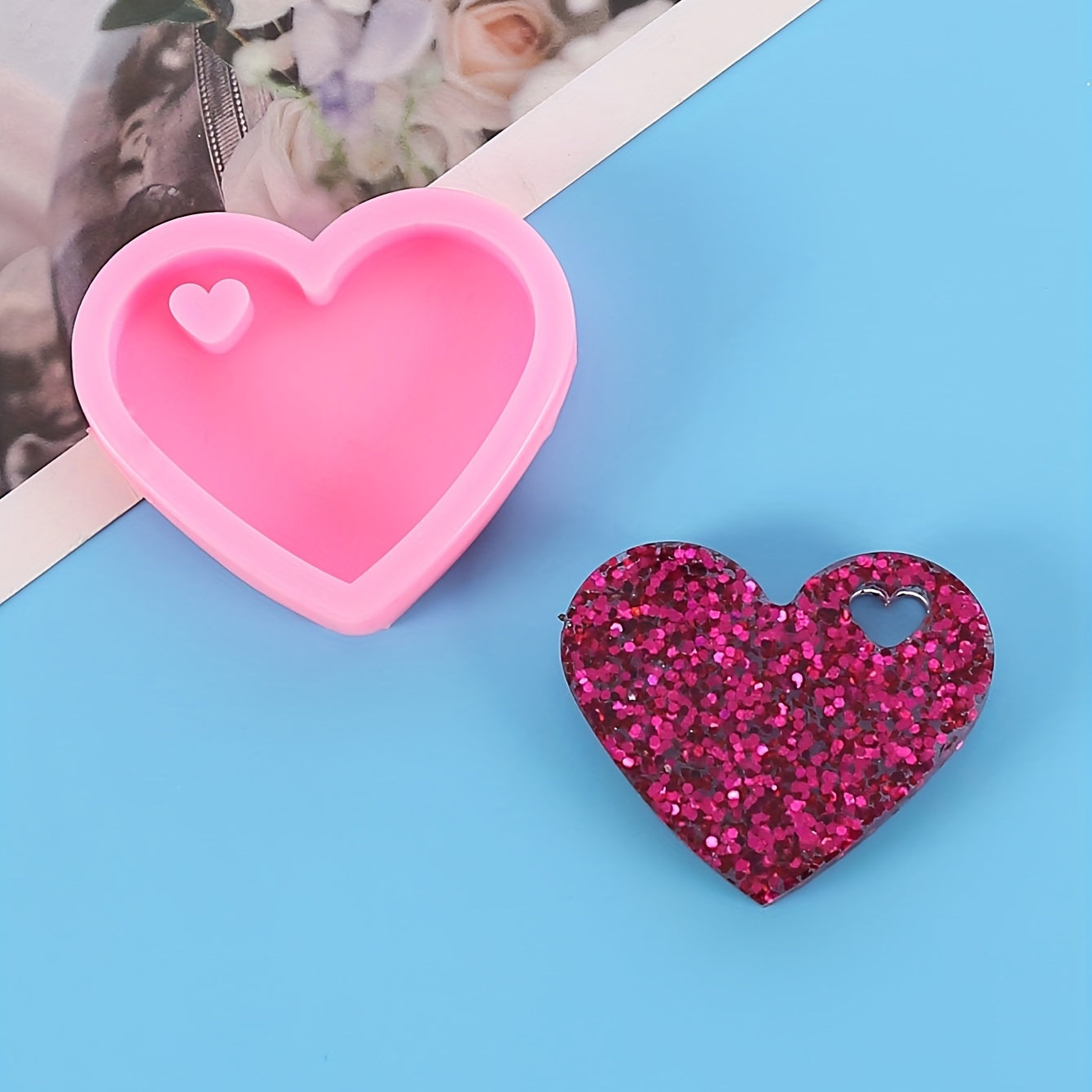 Heart Shape Epoxy Resin Silicone Keychain Mold DIY Craft Decoration