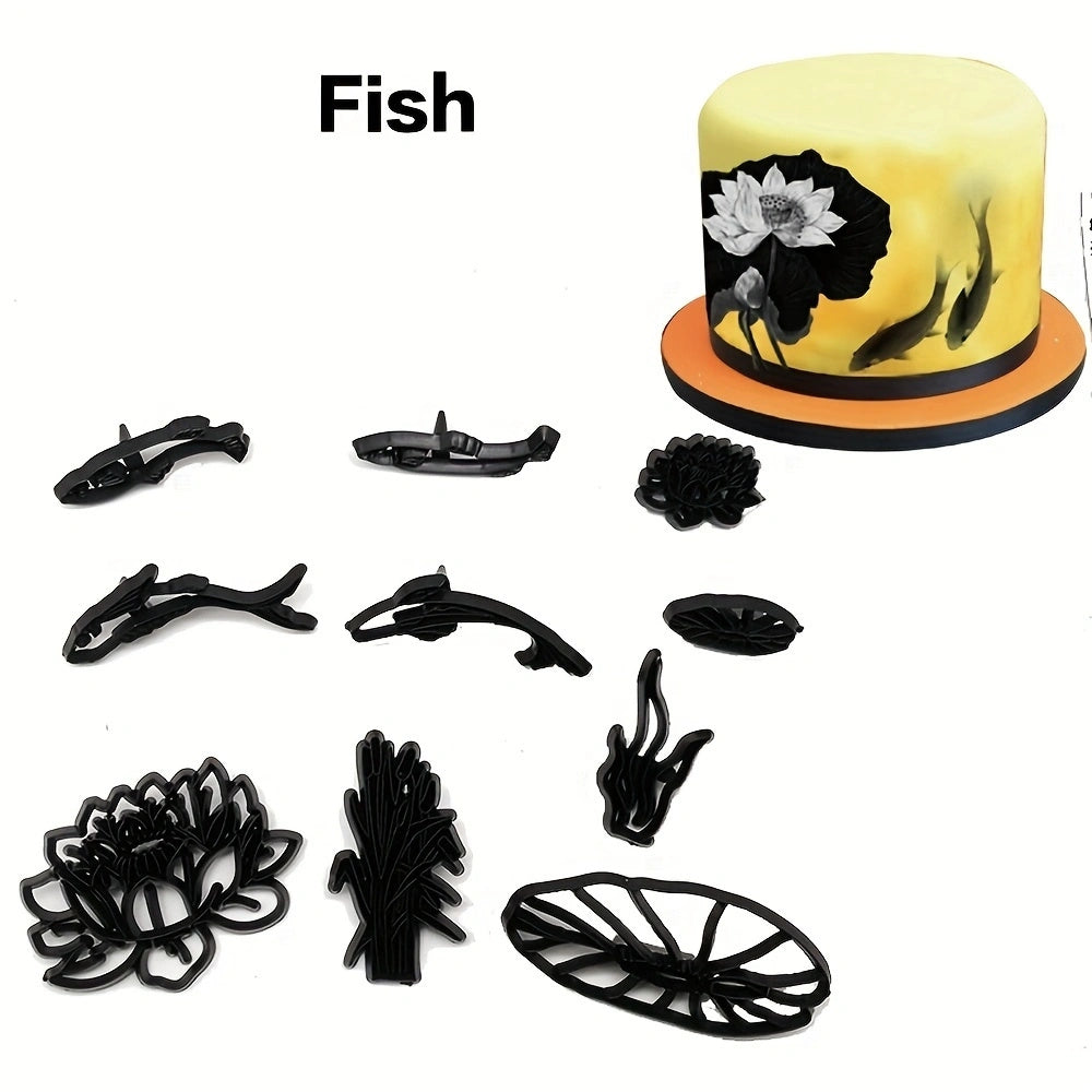 9 Styles Fondant Cake Decorating Molds Set Plastic Cutter Baking Tools