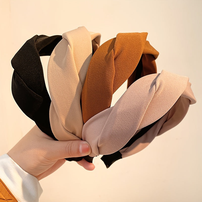 Solid Headwear Twist Hairband Sweet Female Hair Accessories Cloth Girl