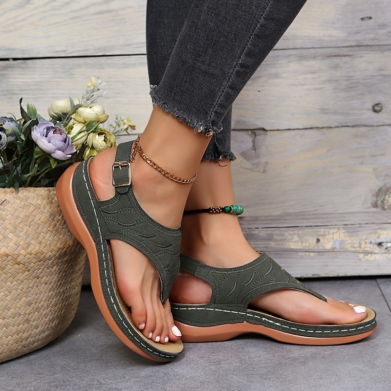 Women's Thone Wedge Sandals Retro Open Toe Shoes