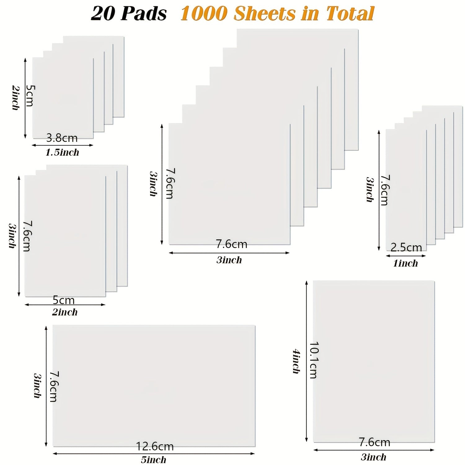 1000 Sheets Transparent Sticky Notes Set Student Waterproof Memo Pad