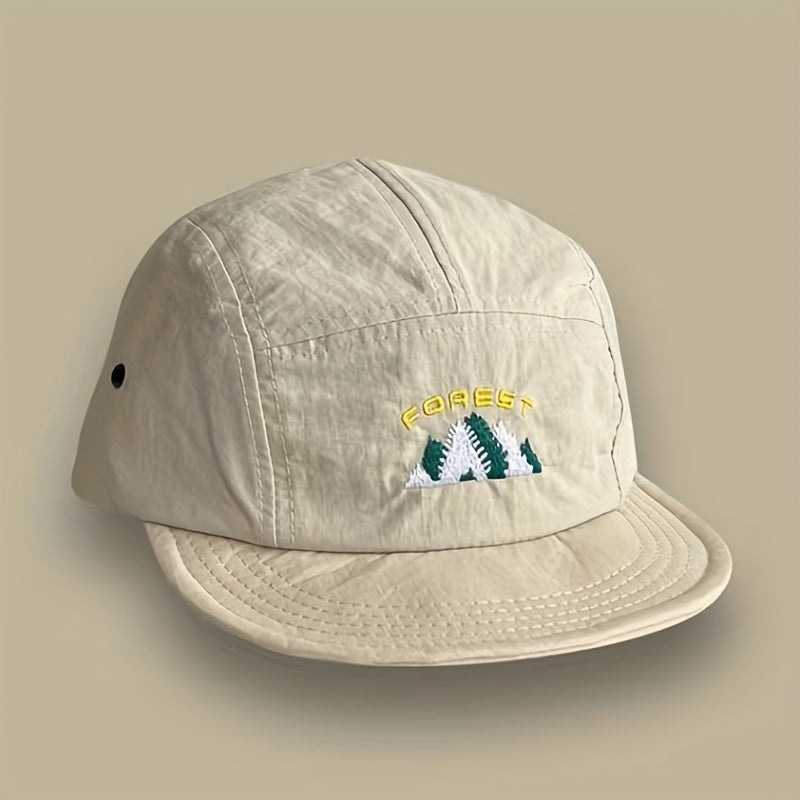 Mountain Embroidery Baseball Cap Vintage Solid Sunscreen Sports Adjustable Visor