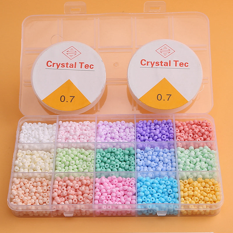 Colorful Beads Set with Elastic Threads and Tweezers