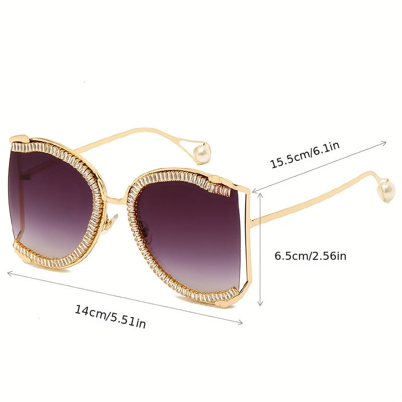 Zircon Decor Hollow Sunglasses Gradient Lens UV400
