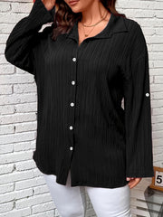  Women's Solid Button Up Blouse