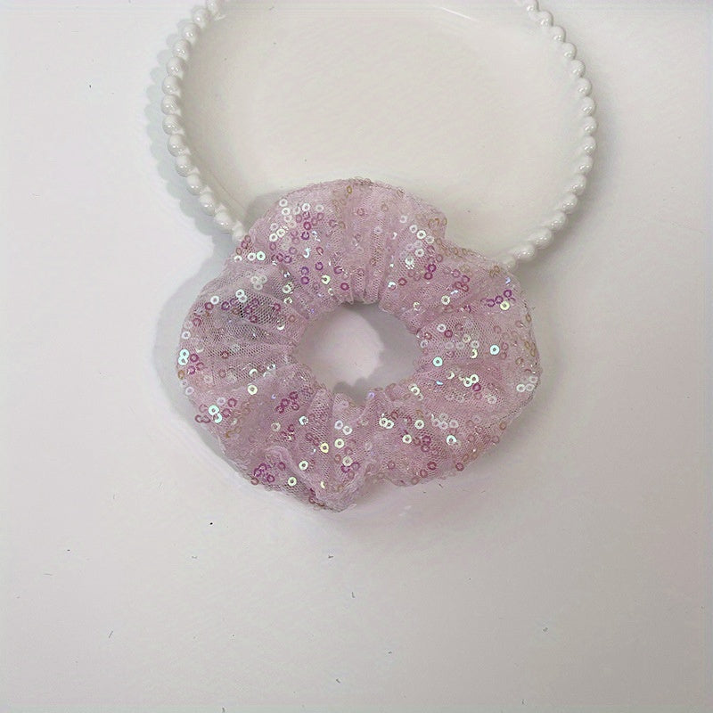 LED Lighting Sequin Scrunchies Hair Tie Bracelet For Halloween Christmas