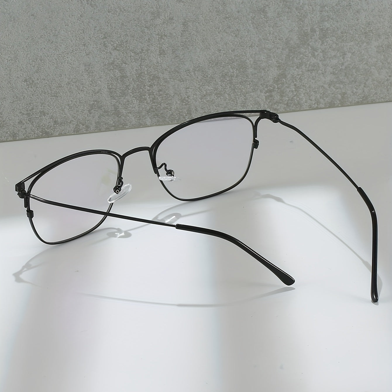 Square Anti Glasses For Women Men Lightweight Metal Frame Clear Lens Glasses