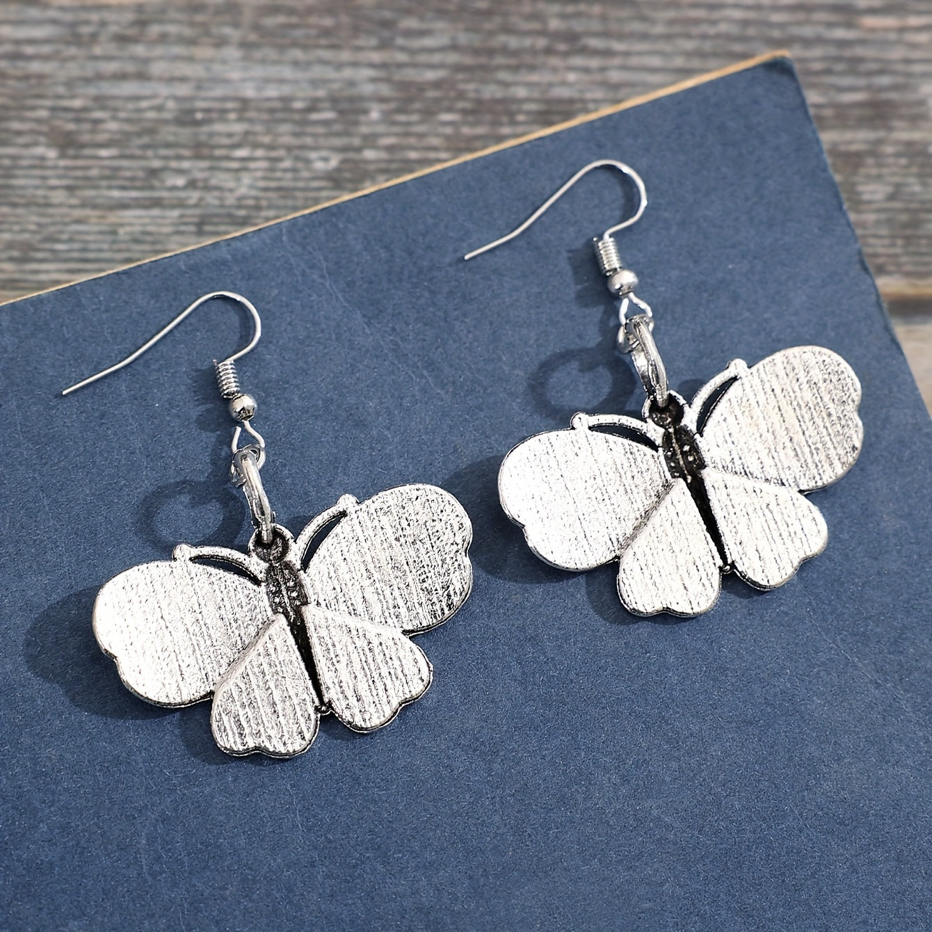 Silvery Butterfly Dangle Earrings Retro Bohemian Style
