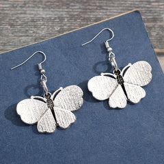 Silvery Butterfly Dangle Earrings Retro Bohemian Style