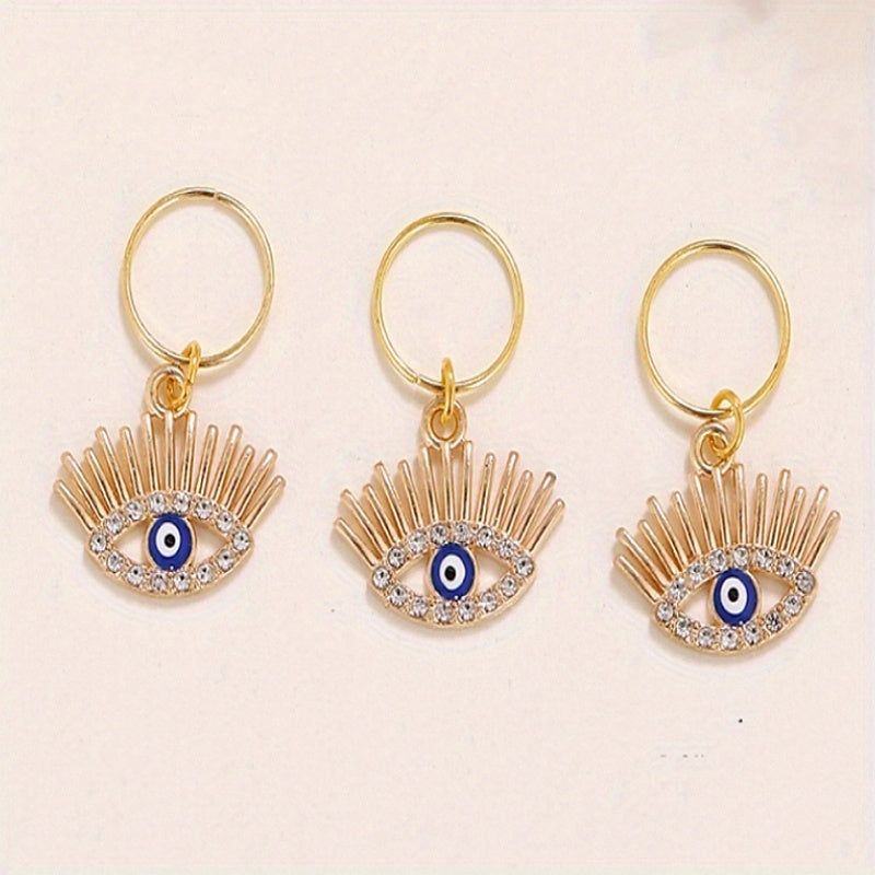 Evil Eye Tassel Hair Coil Ring Boho Style Hair Pin for Braids Dreadlock