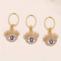 Evil Eye Tassel Hair Coil Ring Boho Style Hair Pin for Braids Dreadlock