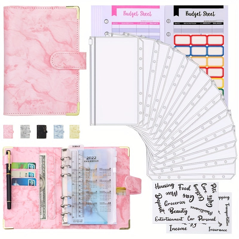 Faux Leather Money Saving Organizer A6 Notebook Budget Binder