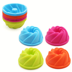 12pcs Silicone Bundt Cake Mold Non Stick Mini Fluted Cake Cups