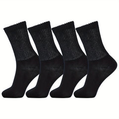 4 Pairs Bamboo Diabetic Neuropathy Socks Non Binding Loose Top & Seamless Toe
