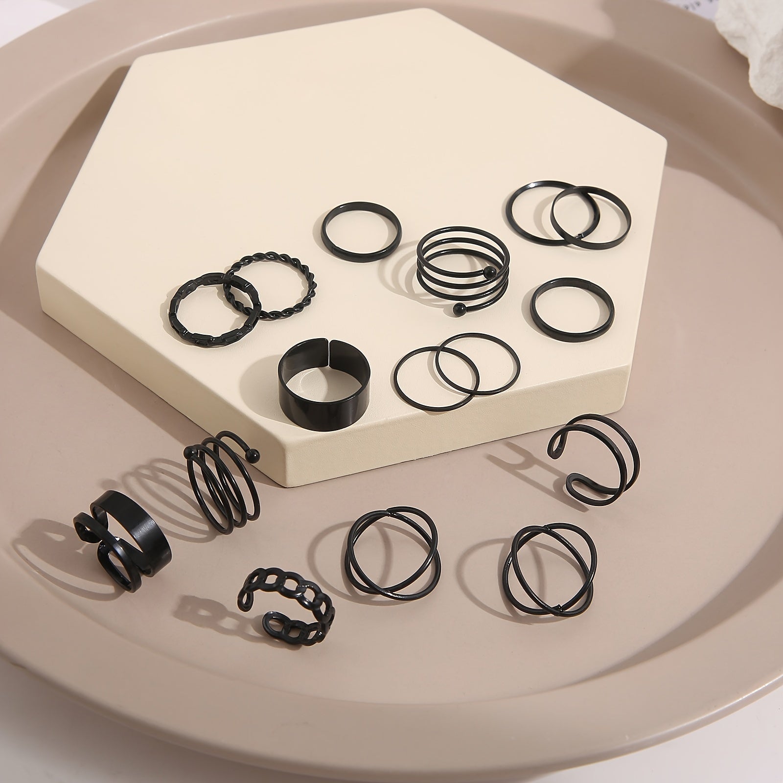 Geometric Surplice Ring Set Women's Jewelry