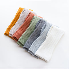 Kids Candy Color Knitted Cotton Stockings for Spring
