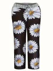  Daisy Print High Rise Casual Pants