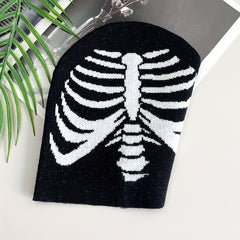 Gothic Sternum Jacquard Beanie Knit Hat Hip Hop Warm Skull Cap