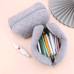 Plush Pencil Case Large Capacity Office Supplies Women's Travel Toiletry Bag