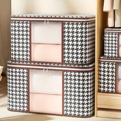 Large Houndstooth Pattern Box Zipper Clothes Organizer