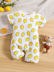 Summer Lemon Printed Cotton Jumpsuit for Infants