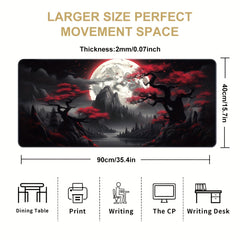 Dark Red Moon Desk Mat Large Gaming Mouse Pad Non Slip Computer Mat
