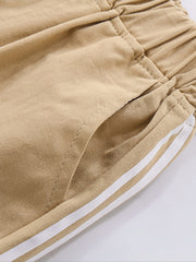 Boys Khaki Striped SOUL Print Elastic Waist Pocket Shorts