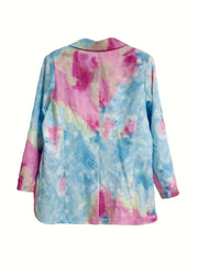  Tie Dye Button Long Sleeve Blazer