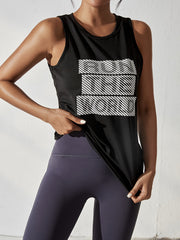 Striped Slogan Graphic Sports Tank Top Women's