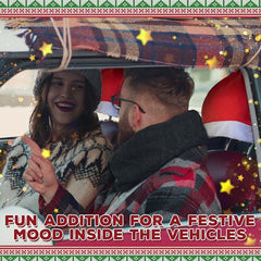 Christmas Car Seat Cover Christmas Hat Car Headrest Cover Car Decoration