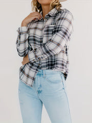  Plaid Print Long Sleeve Button Up Shirt