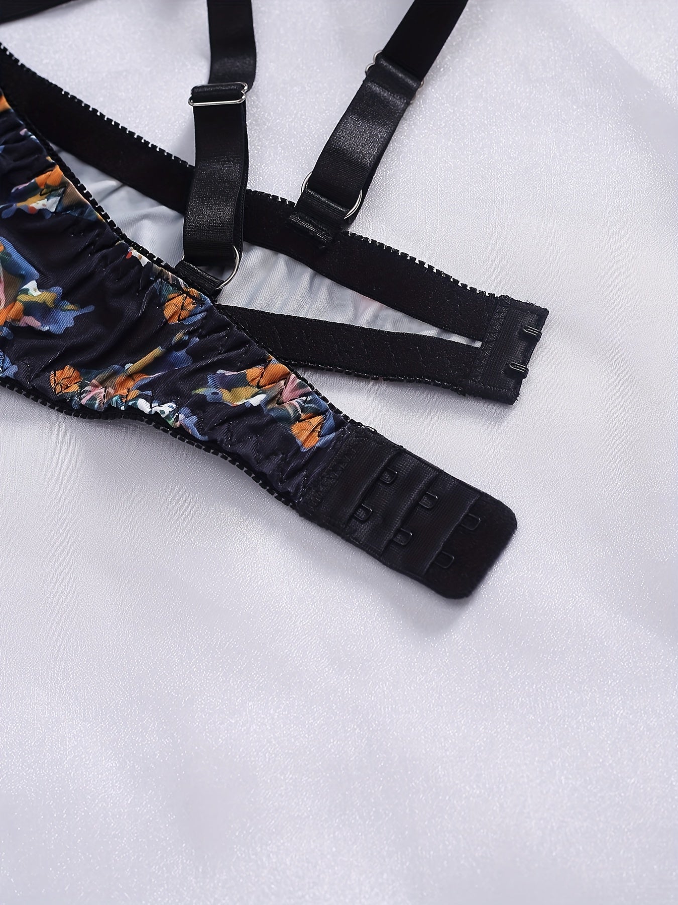  Butterfly Print Lace Bow Knot Hook & Eye Bra