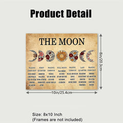 Moon Phases Witch Decor Retro Paper Sign - Home Decoration Gift - 8x10 Inc